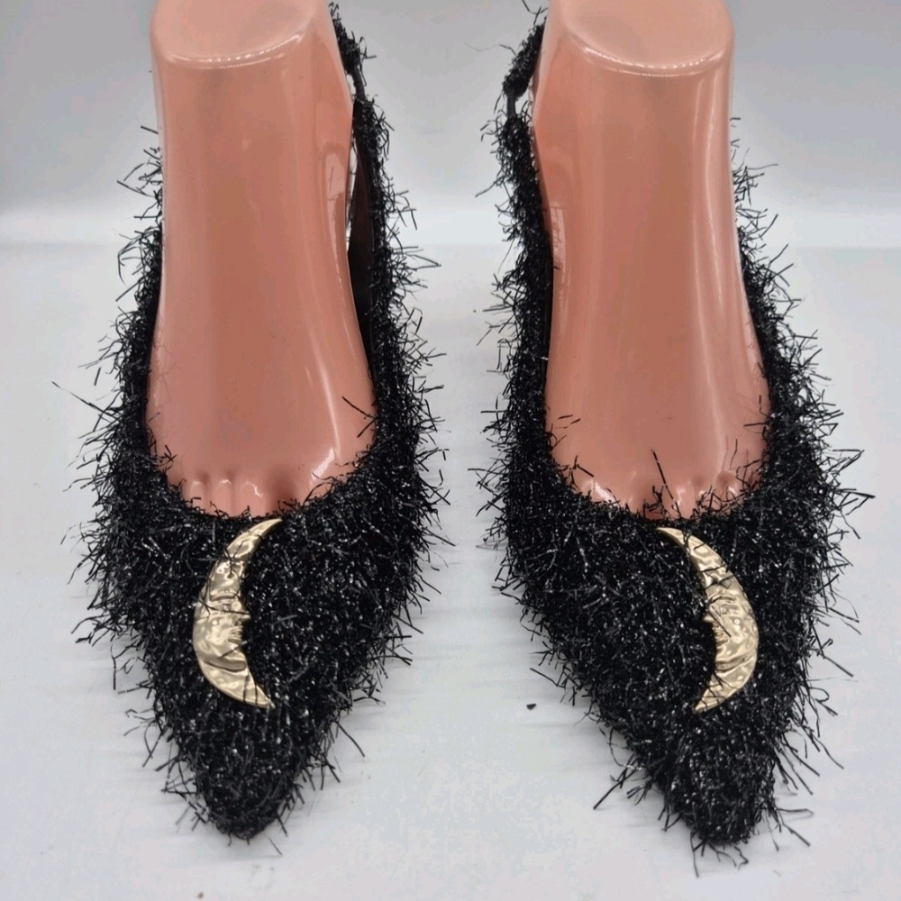 ANTONIO MELANI Black Textured Slingback Kitten Heel - Picture 4 of 12